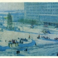 Снежный городок на главной площади Целинограда