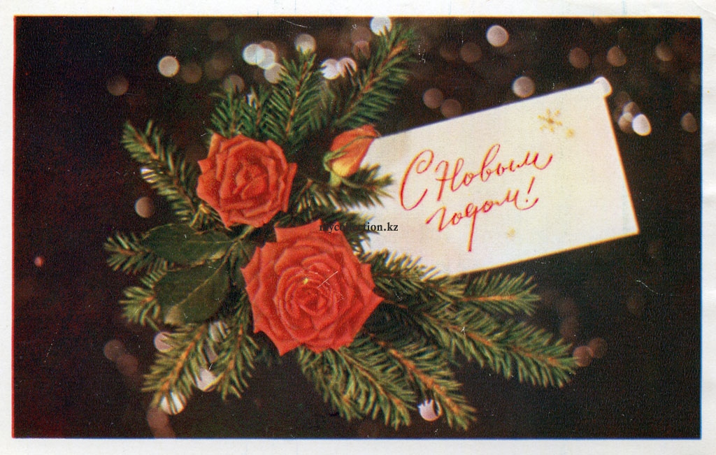 PostCard New Year - 1977 - С Новым  Годом - Розы в еловой ветке.jpg